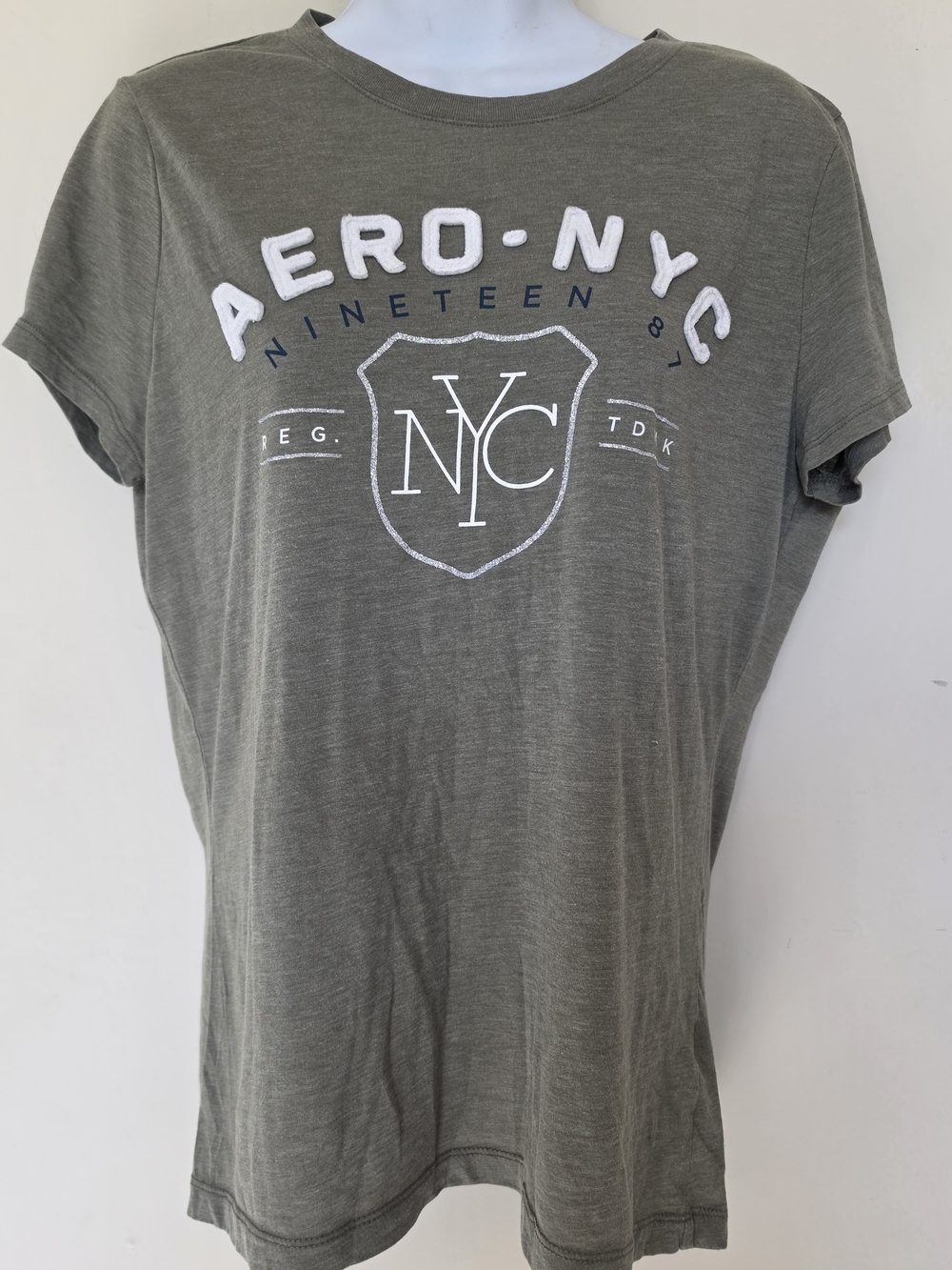 Aeropostale Olive Green NYC Graphic Crew Tee